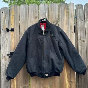 Vintage Carhartt Men's Bomber Jacket L Black Quilted Lining Workwear